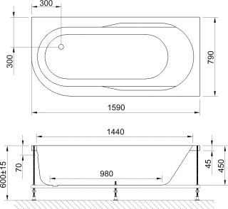 Акриловая ванна Royal Bath Azur правая 160x80см белый RB614202R