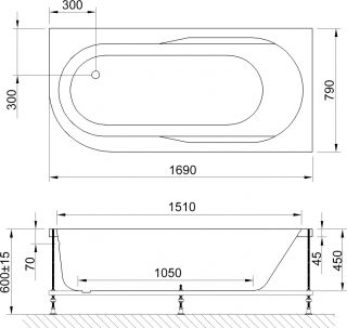 Акриловая ванна Royal Bath Azur правая 170x80см белый RB614203R