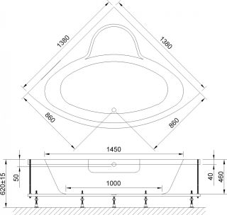 Акриловая ванна Royal Bath Fanke 140x140см белый RB581200