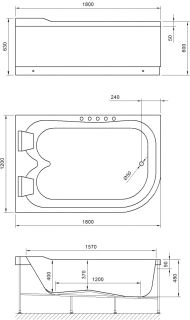 Акриловая ванна Royal Bath Norway левая 180x120см белый RB331100K-L