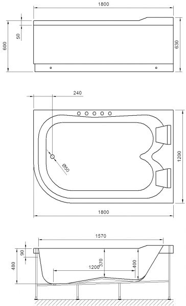 Акриловая ванна Royal Bath Norway правая 180x120см белый RB331100K-R Акриловая ванна Royal Bath Norway правая 180x120см белый RB331100K-R