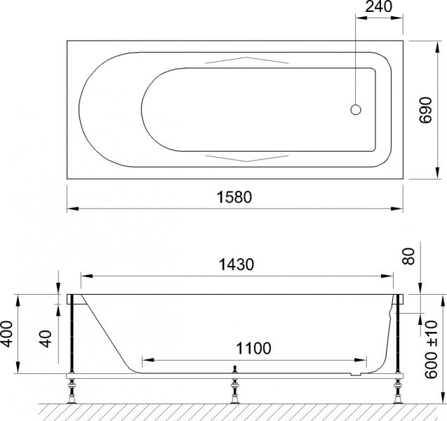 Акриловая ванна Royal Bath Tudor 160x70см белый RB407702 Акриловая ванна Royal Bath Tudor 160x70см белый RB407702