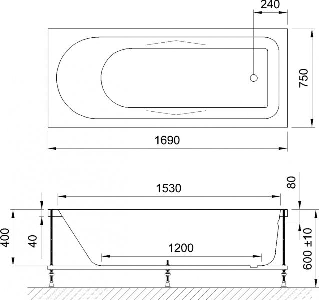 Акриловая ванна Royal Bath Tudor 170x75см белый RB407701 Акриловая ванна Royal Bath Tudor 170x75см белый RB407701