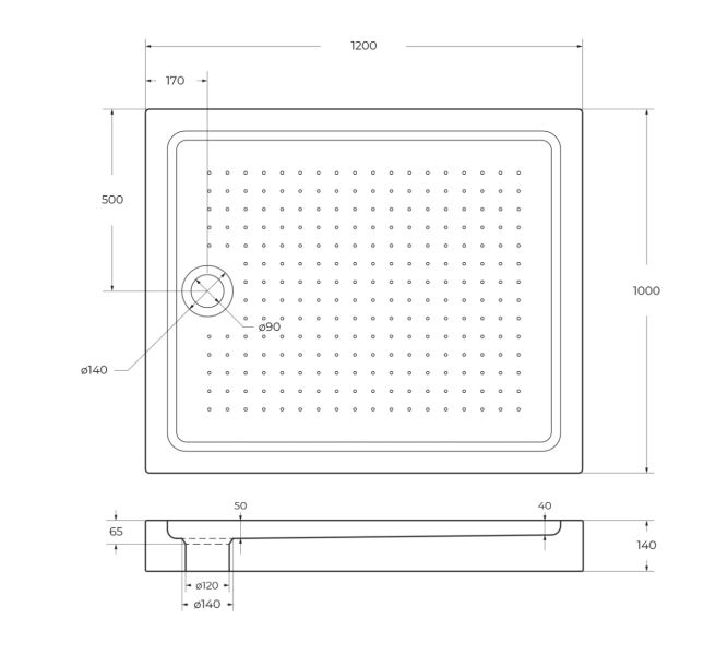 Акриловый поддон BelBagno TRAY-BB-AH-120/100-15-W белый