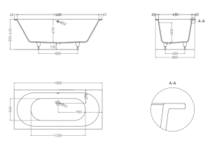 Ванна из искусственного камня Salini Ornella Axis S-Sense 103411M 180x80см белый матовый