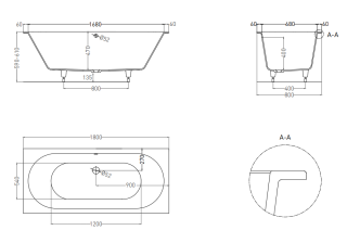Ванна из искусственного камня Salini Ornella Axis S-Sense 103411M 180x80см белый матовый Ванна из искусственного камня Salini Ornella Axis S-Sense 103411M 180x80см белый матовый