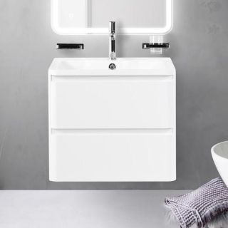 База под раковину BelBagno подвесная с двумя выкатными ящиками, Bianco Lucido, 600x450x500, ALBANO-600-2C-SO-BL белый глянцевый