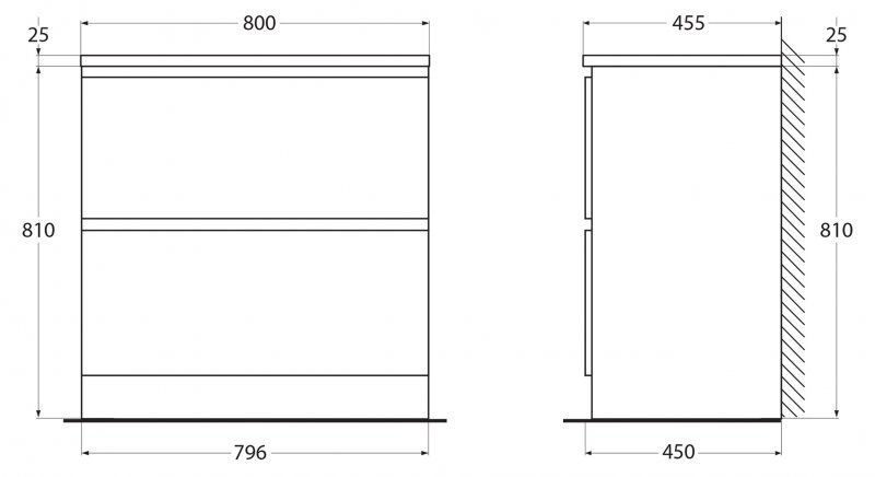 Тумба под раковину BelBagno напольная 80x85см Bianco Lucido ALBANO-800-2C-PIA-BL