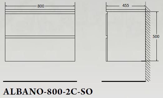 Тумба под раковину BelBagno подвесная 80x50см Rovere Rustico ALBANO-800-2C-SO-RR