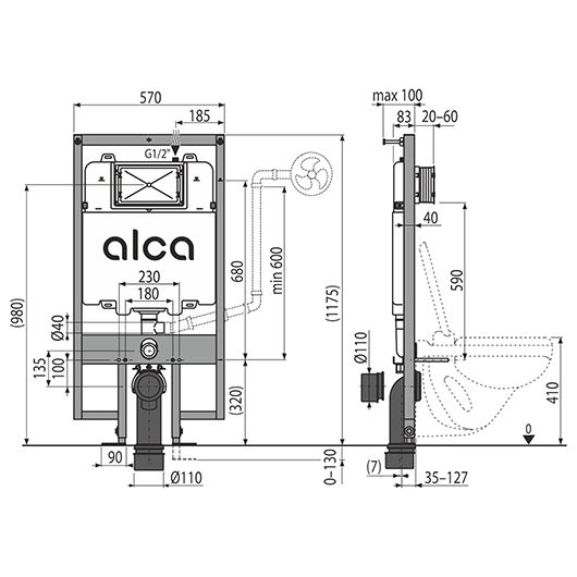 Система инсталляции AlcaPlast для унитаза AM1101/1200 Система инсталляции AlcaPlast для унитаза AM1101/1200