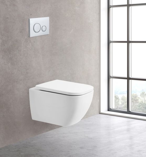 Унитаз подвесной безободковый c сиденьем BelBagno ALPINA BB10100CHR/SC
