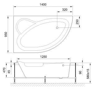 Гидромассажная ванна Royal Bath Alpine Standart 140x95см левая белый RB819103ST-L