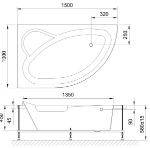 Гидромассажная ванна Royal Bath Alpine Standart 150x100см левая белый RB819100ST-L