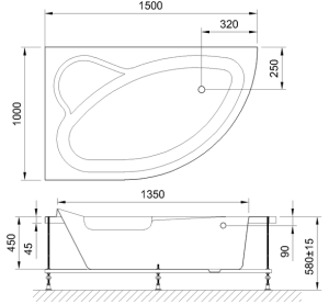 Акриловая ванна Royal Bath Alpine левая 150x100см белый RB819100L