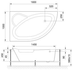Гидромассажная ванна Royal Bath Alpine Standart 160x100см левая белый RB819101ST-L