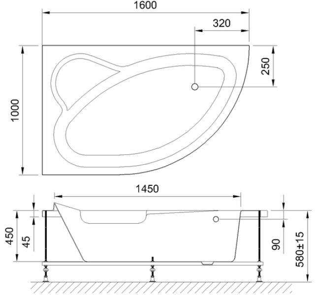 Акриловая ванна Royal Bath Alpine левая 160x100см белый RB819101L
