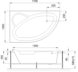 Акриловая ванна Royal Bath Alpine левая 170x100см белый RB819102L