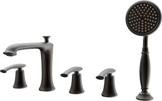 Смеситель на борт ванны с душем AltroBagno Beatrice 020105 BrNe черный Смеситель на борт ванны с душем AltroBagno Beatrice 020105 BrNe черный