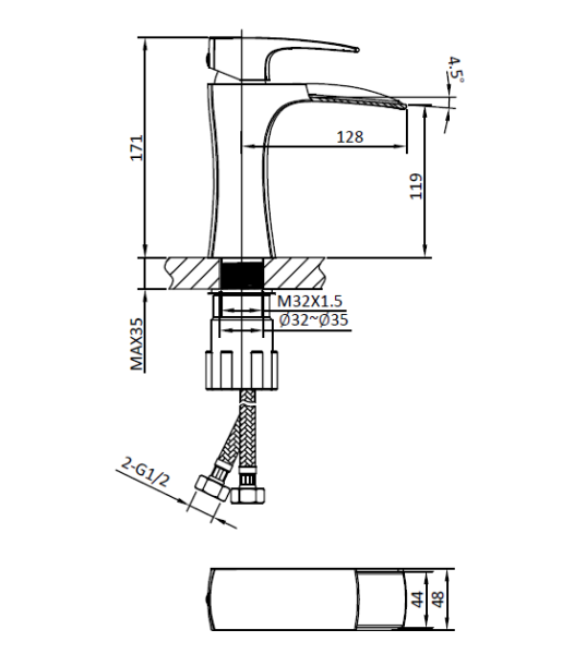 Смеситель для раковины AltroBagno Cascata 0110 Cr Смеситель для раковины AltroBagno Cascata 0110 Cr