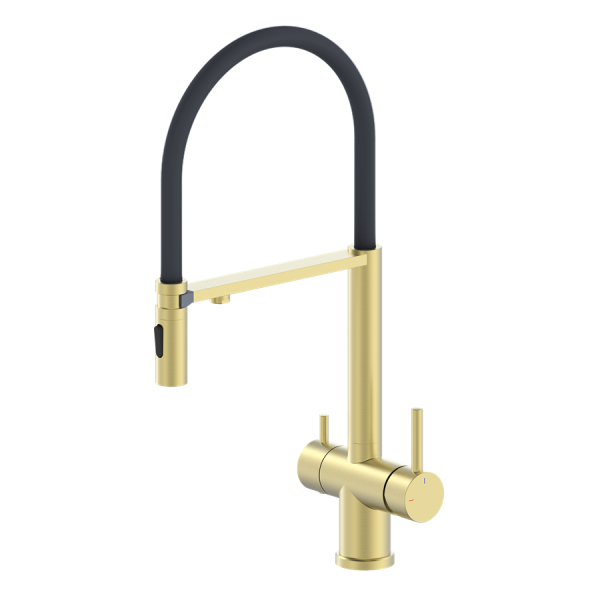 Смеситель для кухни с гибким изливом AltroBagno Flusso 050202 OrSp матовое золото 