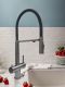 Смеситель для кухни с гибким изливом AltroBagno Flusso 050203 GrMt оружейная сталь