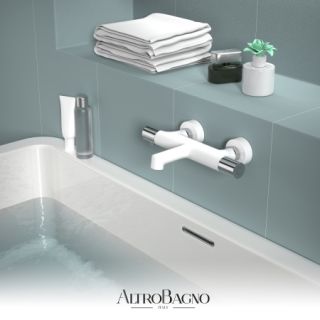 Смеситель для ванны AltroBagno Intento 0217 BiOp белый матовый Смеситель для ванны AltroBagno Intento 0217 BiOp белый матовый