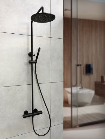 Душевая система с термостатом AltroBagno Metropoli 030422 NeOp черный матовый Душевая система с термостатом AltroBagno Metropoli 030422 NeOp черный матовый