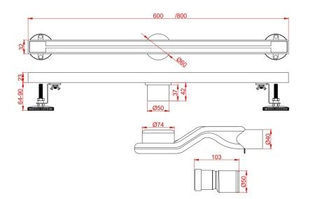 Душевой трап AltroBagno Stella 071225 Ni 80