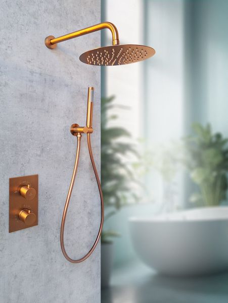 Душевая система с термостатом AltroBagno Unione 040410 RaSp матовая медь  Душевая система с термостатом AltroBagno Unione 040410 RaSp матовая медь