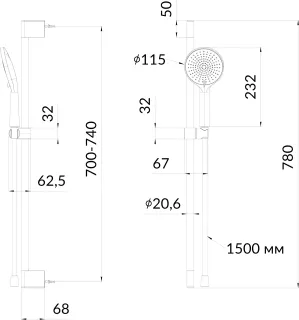 Душевой гарнитур Kerama Marazzi Фонте FO.505.KM.CR хром