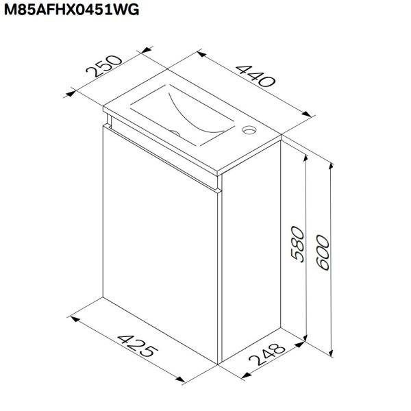 Am.pm X-JOY M85AFHX0451WG тумба под раковину 45 см 1 дверца