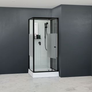 Душевая кабина RGW AN-207B 411320788-94 80x80 см профиль чёрный стекло прозрачное с матовой полосой