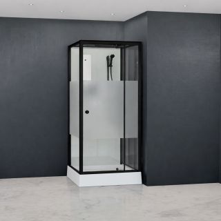 Душевая кабина RGW AN-207B 411320799-94 90x90 см профиль чёрный стекло прозрачное с матовой полосой