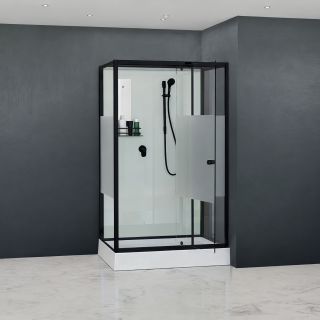 Душевая кабина RGW AN-207B 411320792-94 90x120 см профиль чёрный стекло прозрачное с матовой полосой