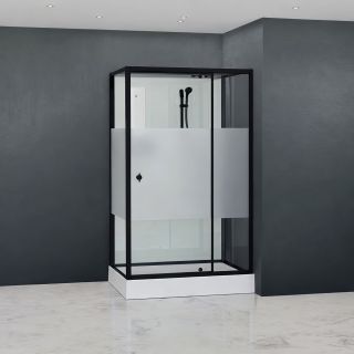 Душевая кабина RGW AN-207B 411320792-94 90x120 см профиль чёрный стекло прозрачное с матовой полосой