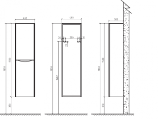 Шкаф-колонна BelBagno правосторонний 40x150см Tortora Lucido ANCONA-N-1500-2A-SC-TL-R