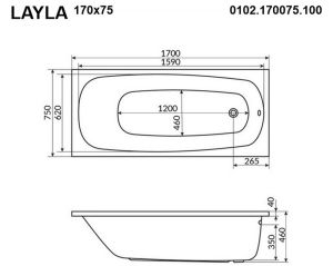 Гидромассажная ванна Whitecross Layla 0102.170075.100.NANO.CR 170x75см Nano хром