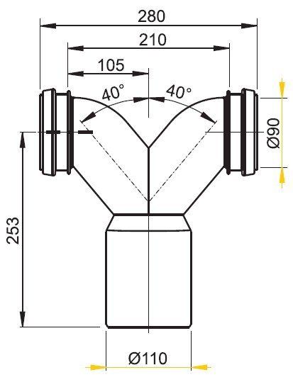 Двойное колено 90° AlcaPlast с защитными затворами M909