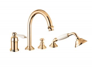 Смеситель на борт ванны однорычажный с выдвижным душем и переключателем Cezares APHRODITE-BVDM-03/24-Bi