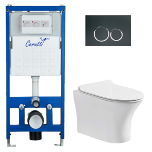 Комплект Cerutti SPA инсталляция CR555 подвесной безободковый унитаз Bernina Aria CT7191 кнопка смыва CR05BK