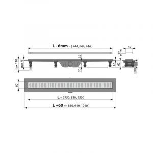 Душевой лоток Kerama Marazzi APZ13-DOUBLE9-750KM 75 см double под плитку