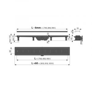 Душевой лоток Kerama Marazzi APZ10BLACK-750KM 75 см smart с перфорированной решёткой