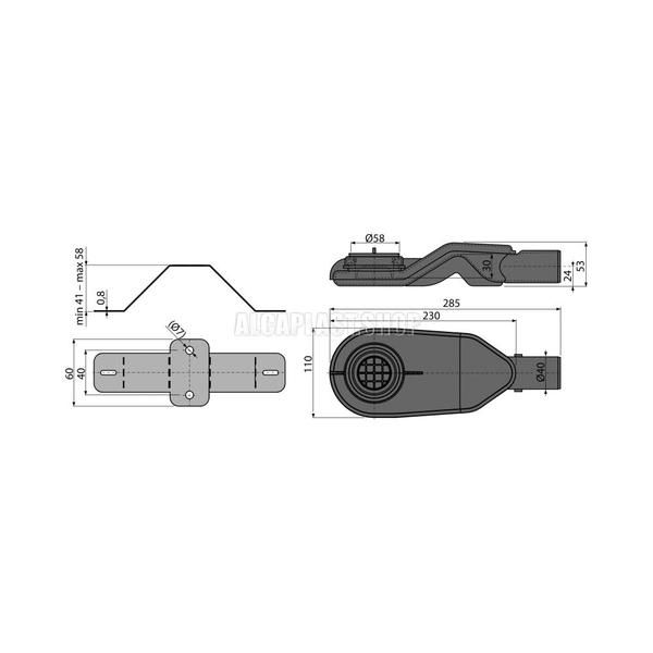 Сифон AlcaPlast DN40 экстра низкий и комплект регулируемых но APZ-S6