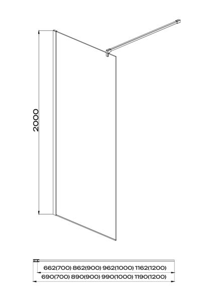 Душевая перегородка Aquatek Walk in AQ WIW 07020CH 70см хром
