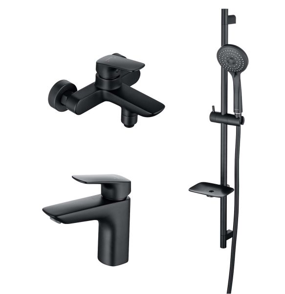 Комплект для ванны и душа Aquatek Вега AQ1030MB 3 в 1 AQ1010MB+AQ1040MB+AQ2011MB чёрный матовый