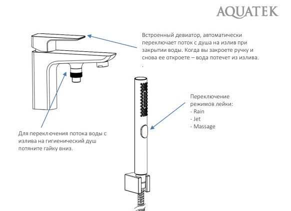 Смеситель на борт ванны Aquatek Вега AQ1044CR хром