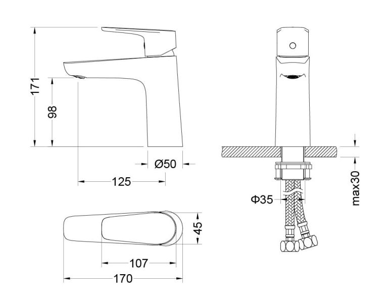 Смеситель для раковины Aquatek Бетта AQ1110BGM шлифованный чёрный хром