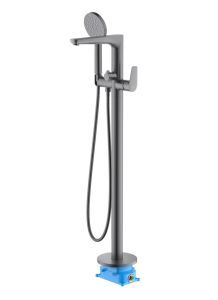 Смеситель напольный для ванны Aquatek Бетта AQ1145BGM шлифованный чёрный хром