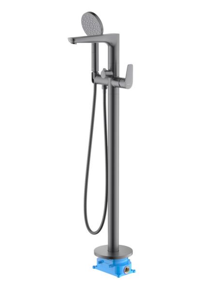 Смеситель напольный для ванны Aquatek Бетта AQ1145BGM шлифованный чёрный хром