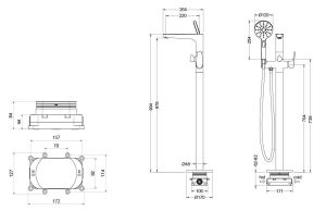 Смеситель напольный для ванны Aquatek Бетта AQ1145BGM шлифованный чёрный хром